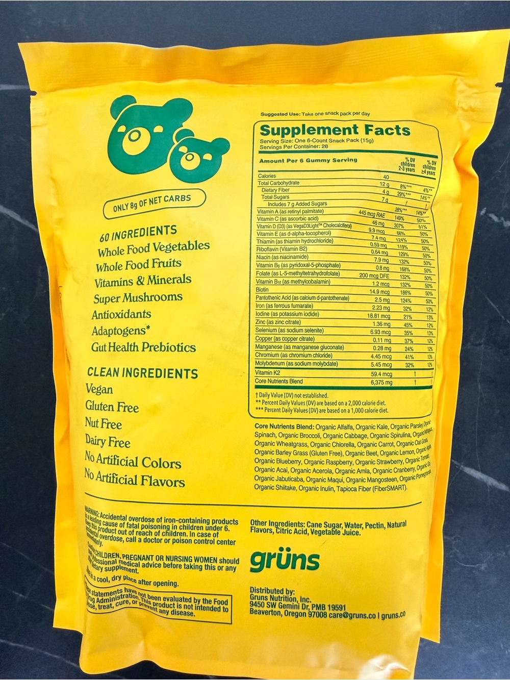 Grüns Superfoods Greens Gummies - Never Opened Bag - Picture 2 of 3